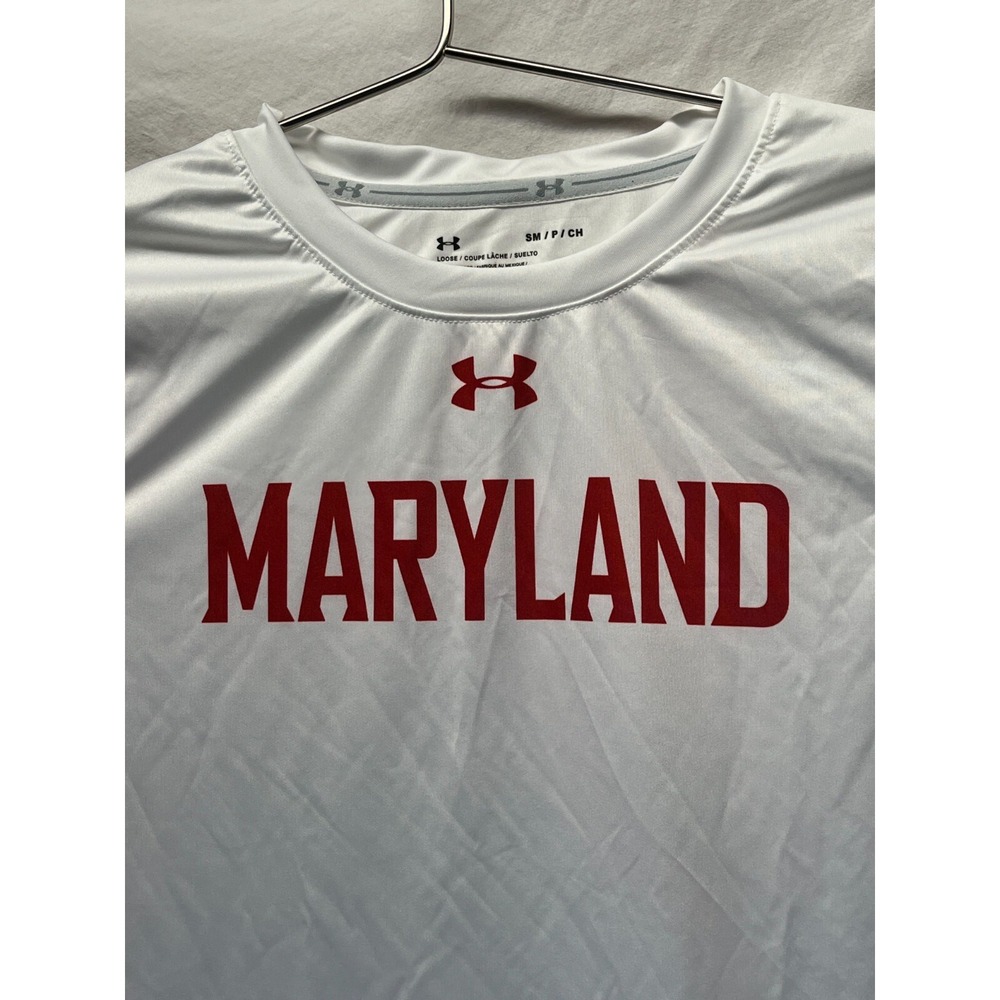 Under Armour Maryland Terrapins Heatgear Long Sleeve Shirt SM Red White